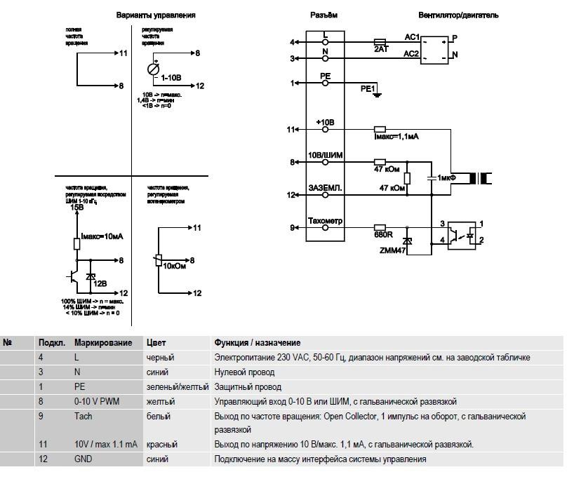 G3G146-AB54-01 Ebmpapst электрическая схема