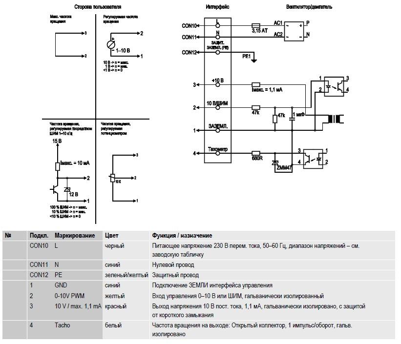 K3G225-RD05-03 Ebmpapst электрическая схема