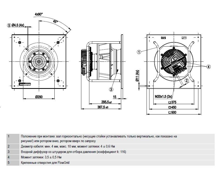 K3G310-PH58-02 Ebmpapst чертёж