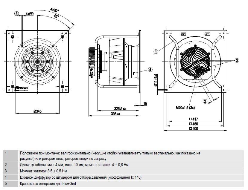 K3G355-PH49-02 Ebmpapst чертёж