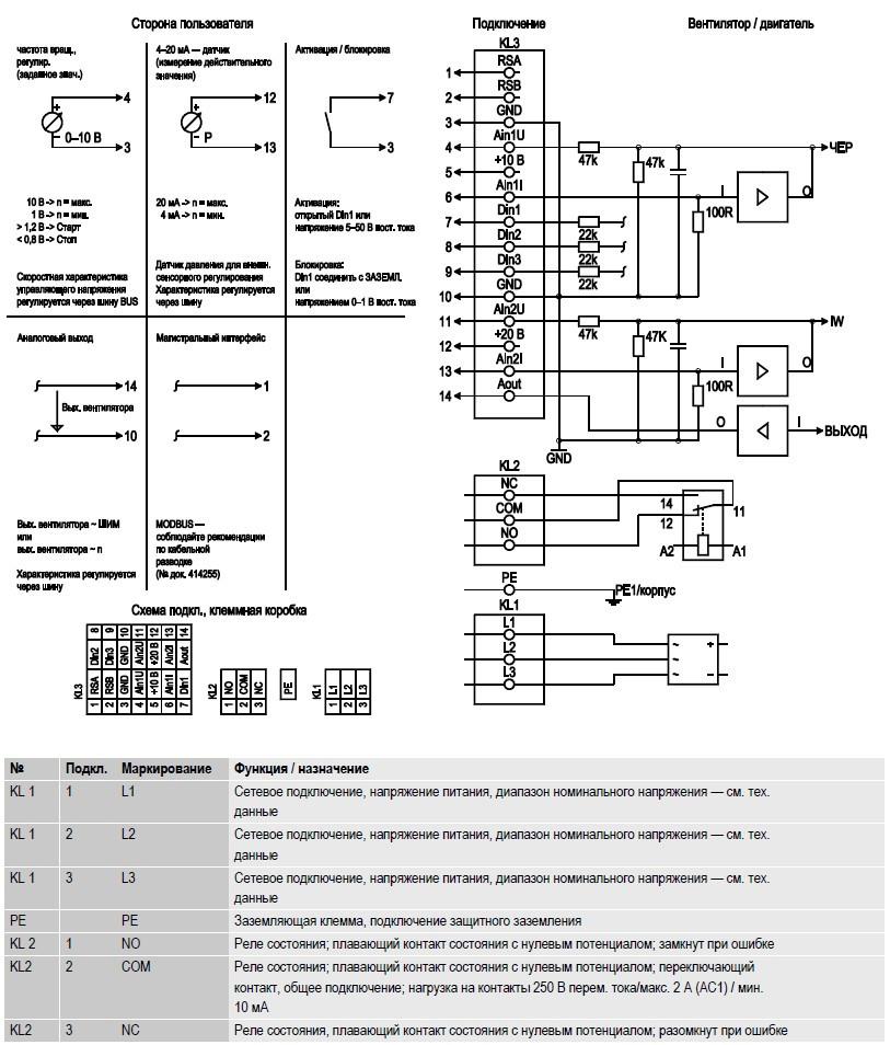 K3G800-AR08-01 Ebmpapst электрическая схема