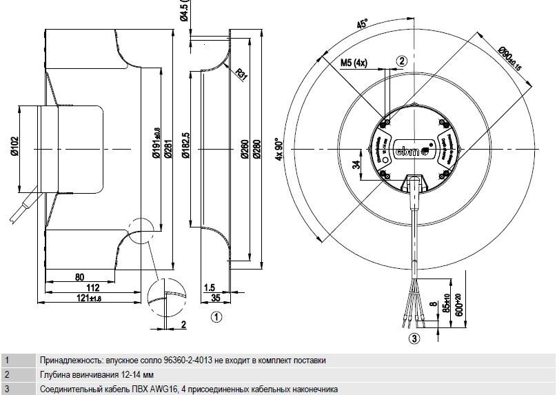 R3G280-AC66-30 Ebmpapst чертёж
